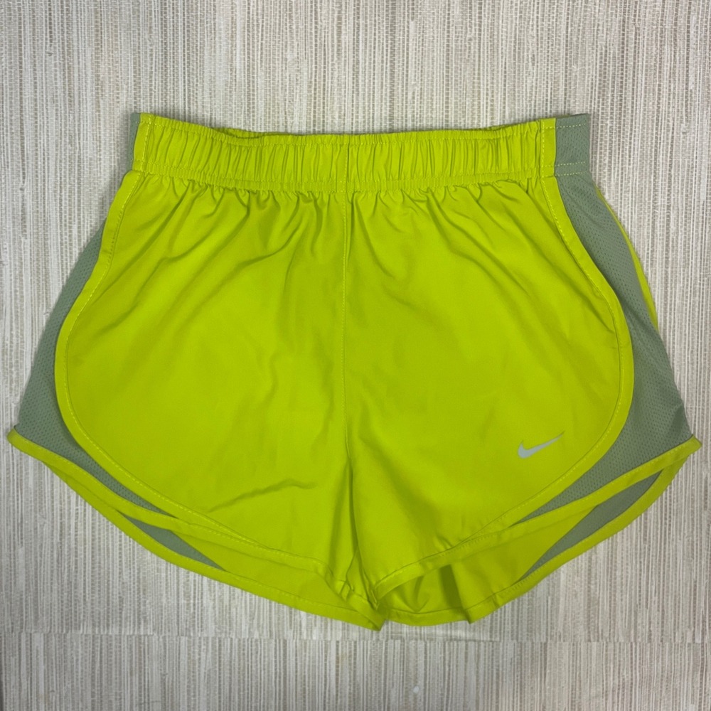 Nike Dri‎ Fit Running Shorts Womens XS Neon Yellow Athletic Workout Gym Shorts
